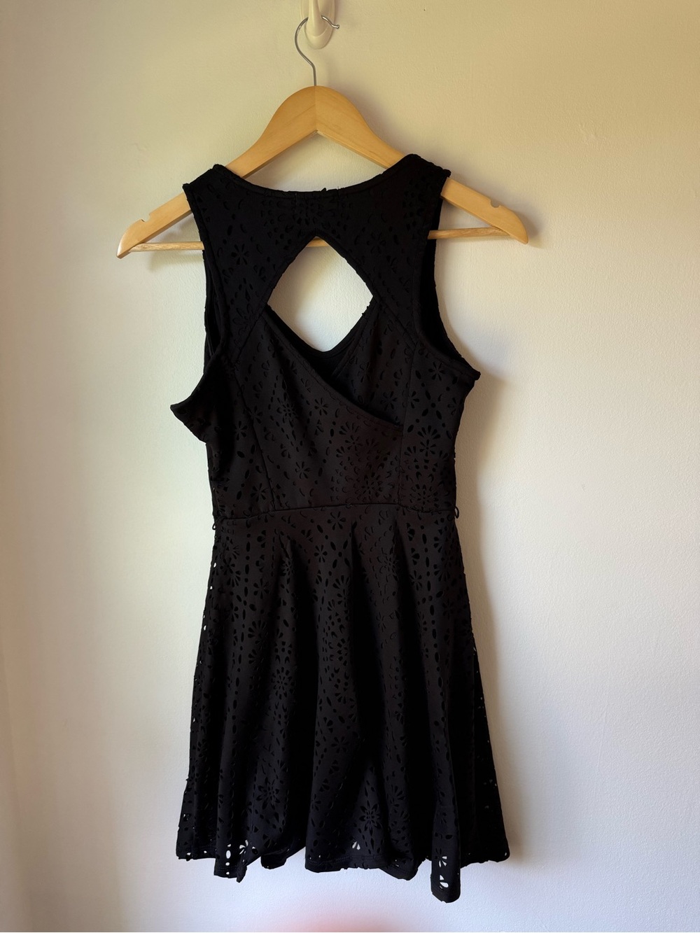 Candie's Black Eyelet Mini Dress with Keyhole Back - Picture 6 of 6